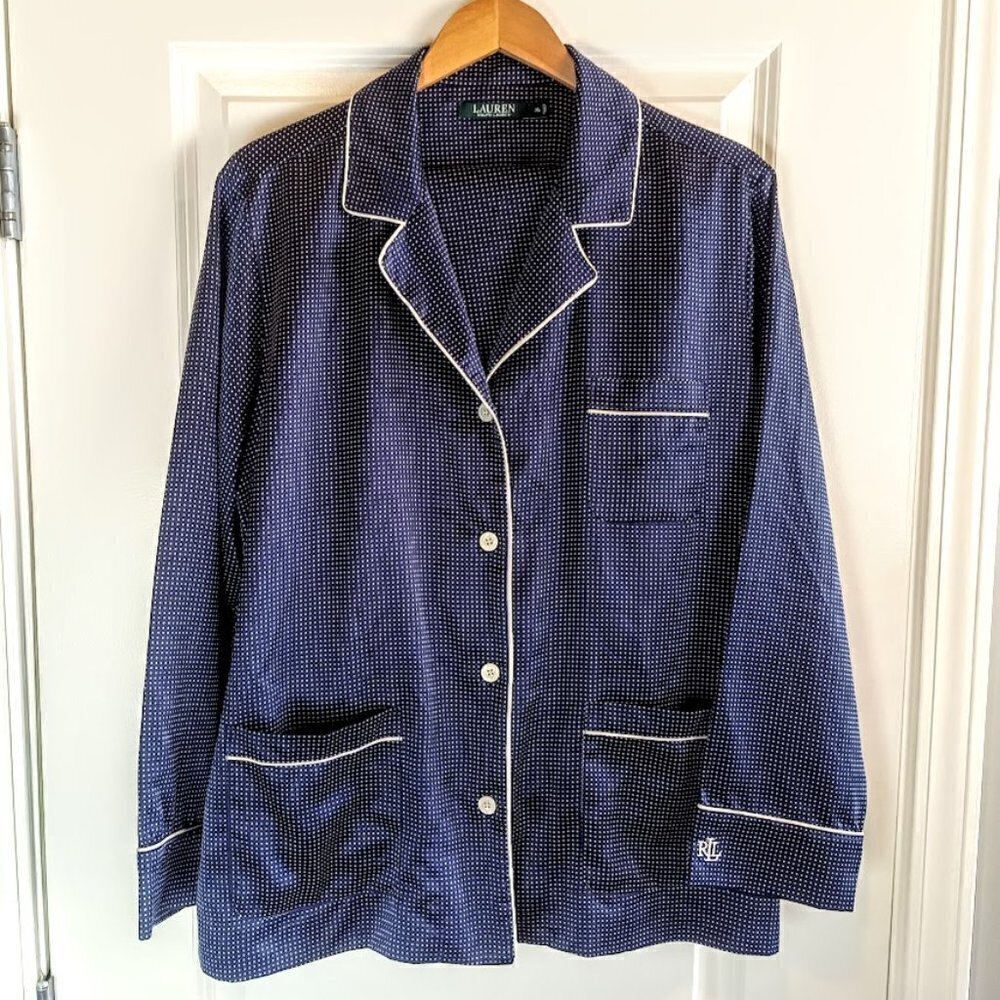 Lauren Ralph Lauren Navy Blue Polka Dot Pajamas XL